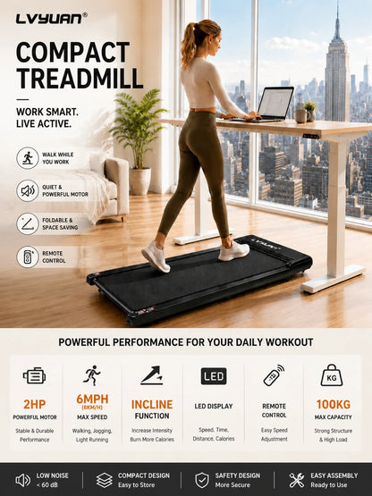 LVYUAN Walking Pad Treadmill 2HP Under Desk EQI_V5