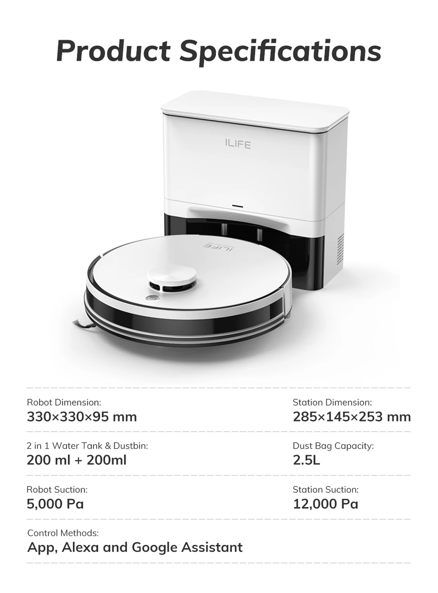 ILIFE A30 PRO 5000Pa Suction, Robot Vacuum