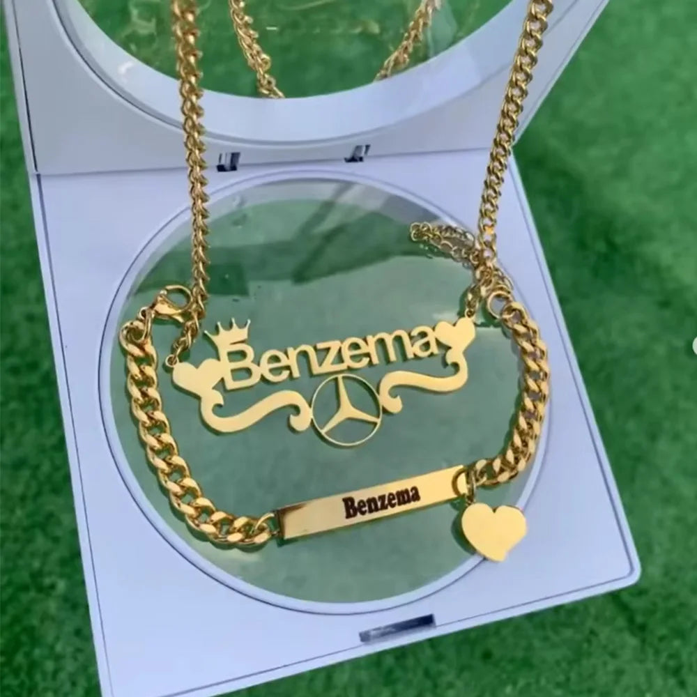 Custom Crown Butterfly Name Necklace Bracelet