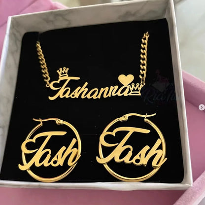 Custom Crown Butterfly Name Necklace Bracelet