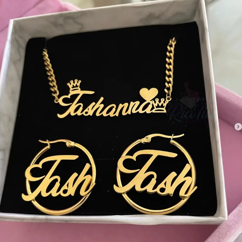 Custom Crown Butterfly Name Necklace Bracelet