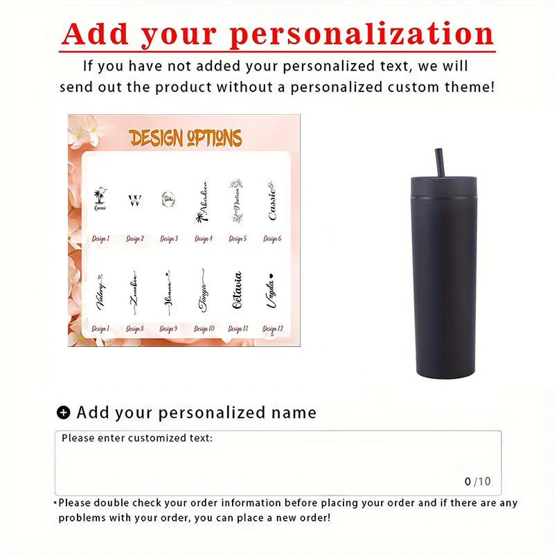 Personalized Slim Skinny Tumblers 16oz Matte Acrylic