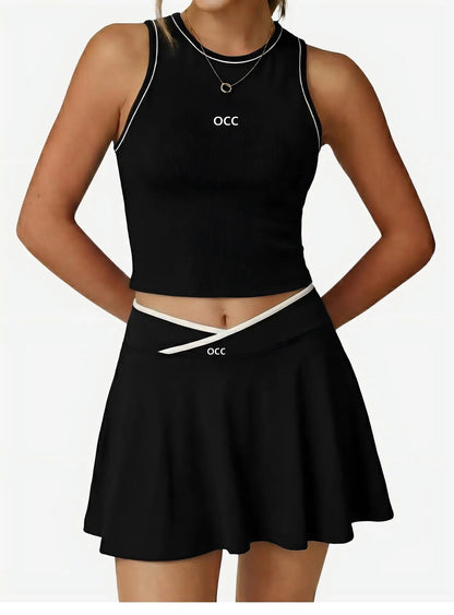 Tennis skirt set, golf half body patchwork skirt