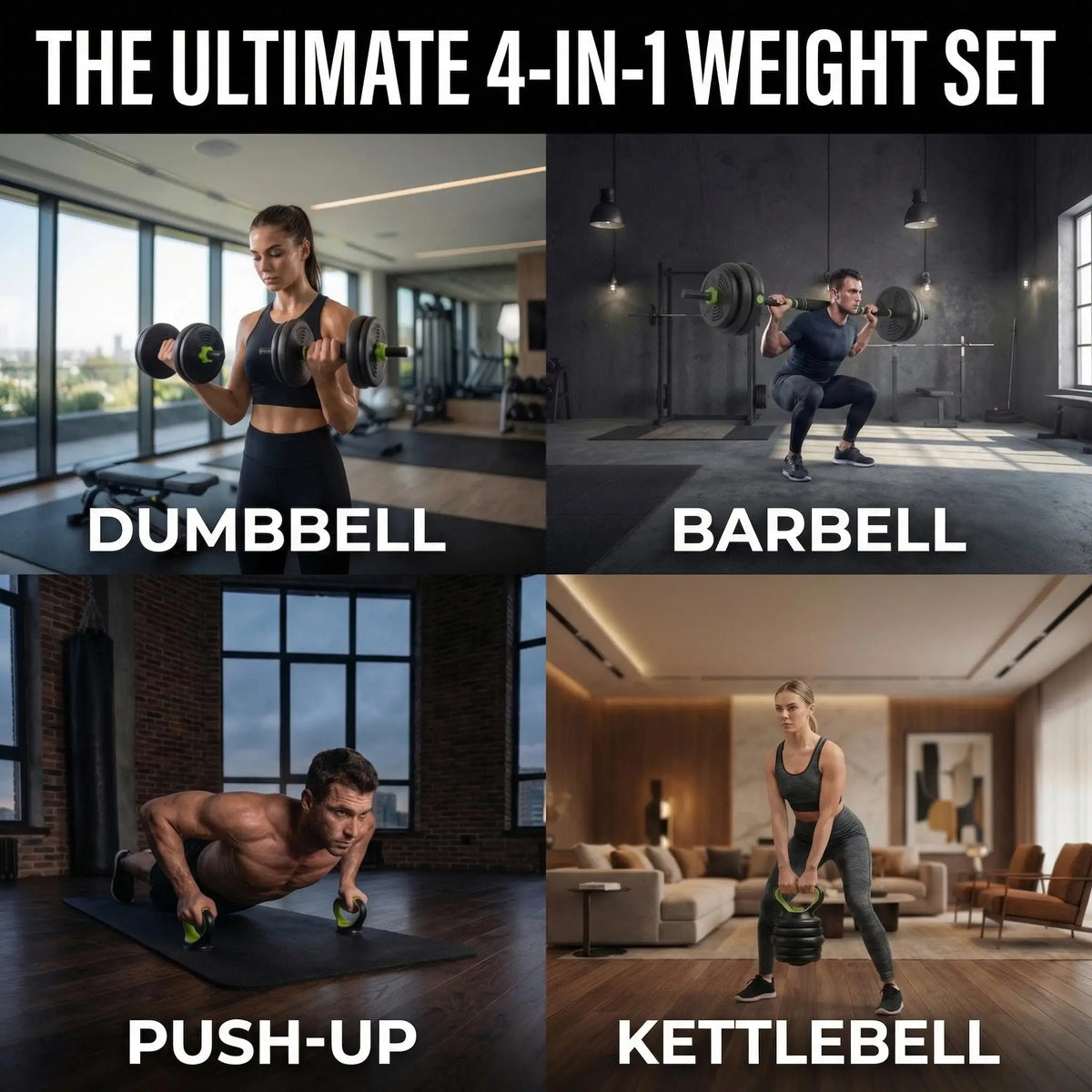 Adjustable Weight Set 44 Lbs, 4-in-1 Dumbbell Set
