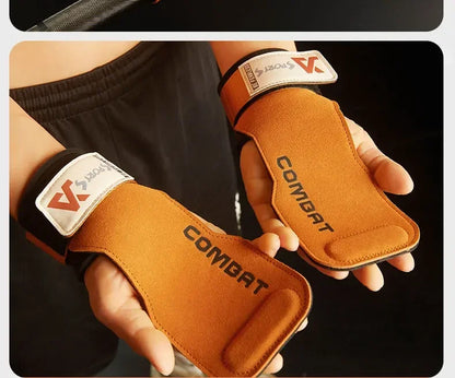 3-layers Cowhide Gym Gloves Grips Anti-Skid Weight
