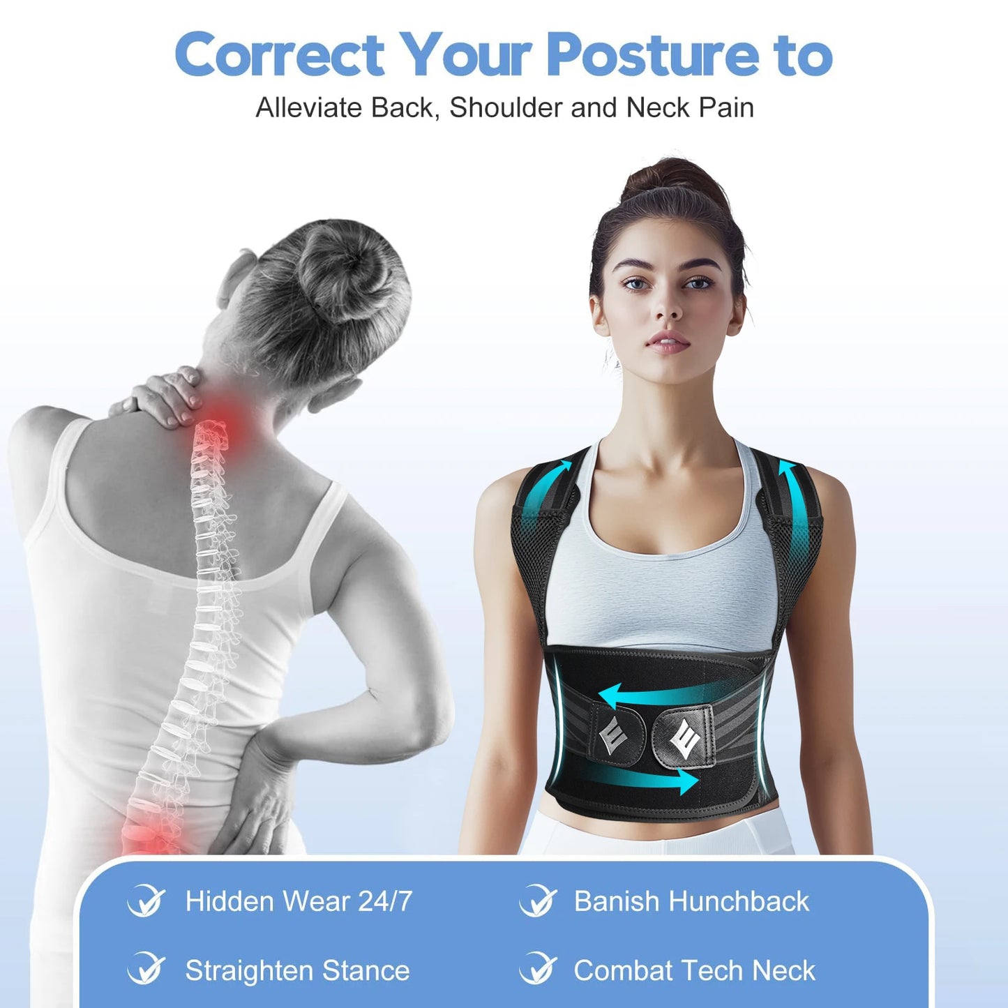 Posture Corrector Back Brace Adjustable Back Support
