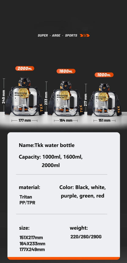 TKK 1/1.6/2L Sports Water Bottle TRITAN Large Capacity