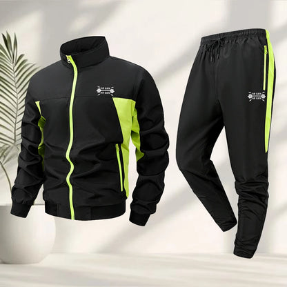 Men's Fun Weightlifting Print Sports 2 Piece Set Zipper