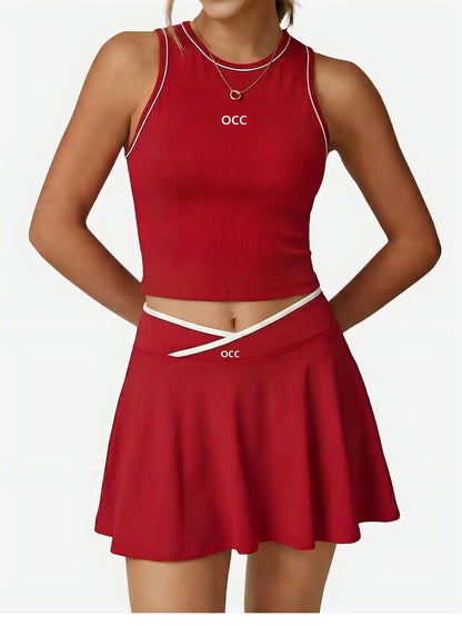 Tennis skirt set, golf half body patchwork skirt