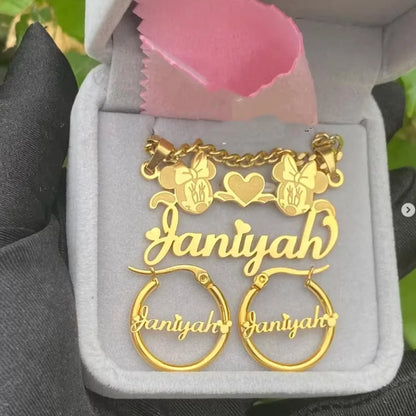 Custom Crown Butterfly Name Necklace Bracelet