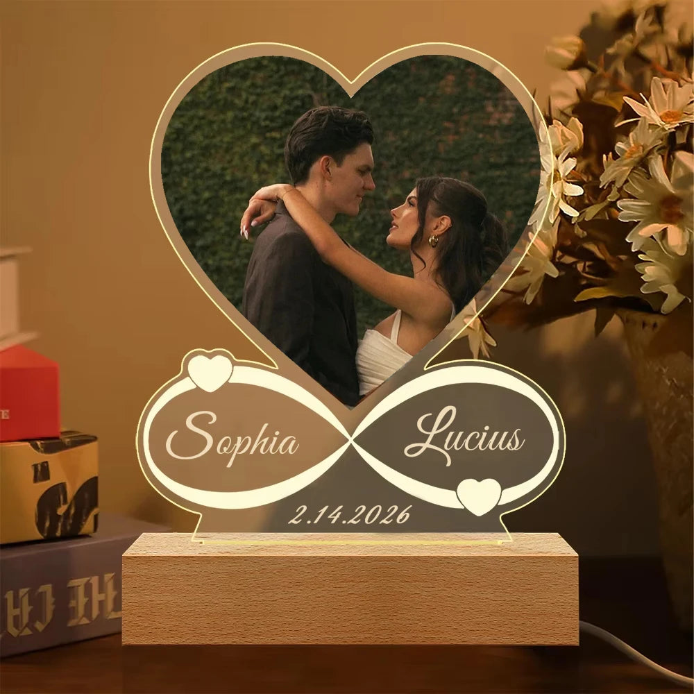 Personalized Photo Frame with Night Light, Customized