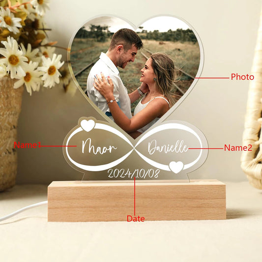 Personalized Photo Frame with Night Light, Customized