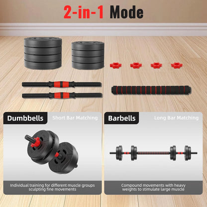 22lb 2-in-1 Adjustable Dumbbell & Barbell Set for Home