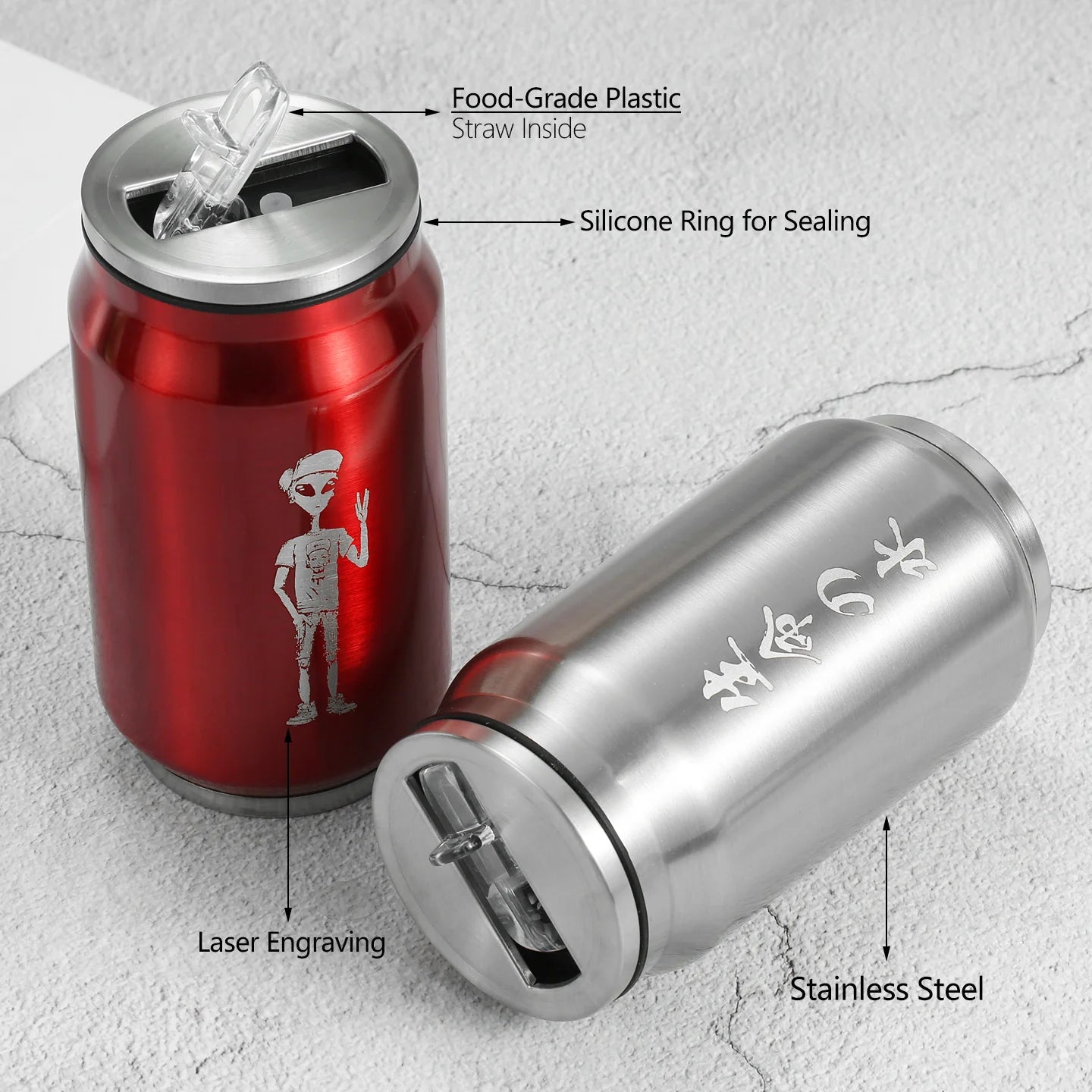 Custom LOGO Name Coffee Thermos Cup Water Bottle